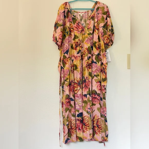 Terra & Sky Pink and Yellow Dolman Sleeve Sundress - Picture 1 of 7